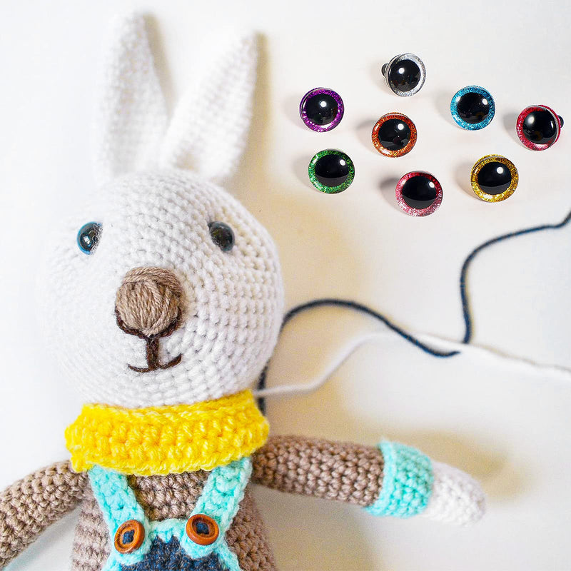 64 Pieces Glitter Plastic Safety Eyes 12 mm 16 mm 18 mm 20 mm Colorful Round Craft Doll Eyes with Washers Half Round Doll Teddy Bear Toy Eyes for Plush Animal and DIY Craft Making, 8 Colors - NewNest Australia