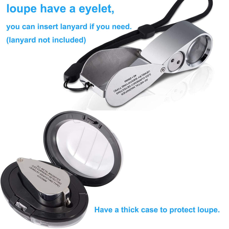 40X Metal Illuminated Jewelers Loop Magnifier Glass, JLY Loupe Magnifier with Light and Pocket Folding, Handheld Jewelers Eye Loop for Jewelry Identifying, Currency Detecting, Rock Collecting, Stamps - NewNest Australia