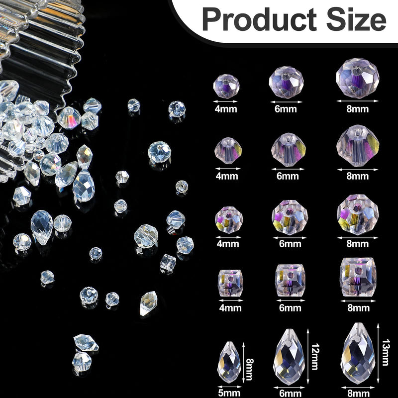1280 Pieces Assorted Crystal Rondelle Light AB Beads Drilled Gemstone Loose Beads Clear Crystal Glass Beads for Crafts Faceted Beads Shiny Beads for Jewelry Making DIY Necklace Bracelet Earring Kit - NewNest Australia