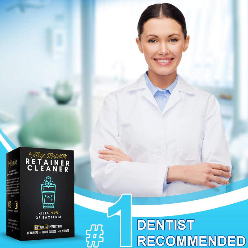 MySmile Denture Cleaning Tablets, Retainer Cleaner Removes Bad Odor, Plaque, Stains from Dentures, Retainers, Mouth Guard and Dental Appliances, Denture Cleaner Tablets, 3 Months Supply, Made In USA 90 Count (Pack of 1) - NewNest Australia