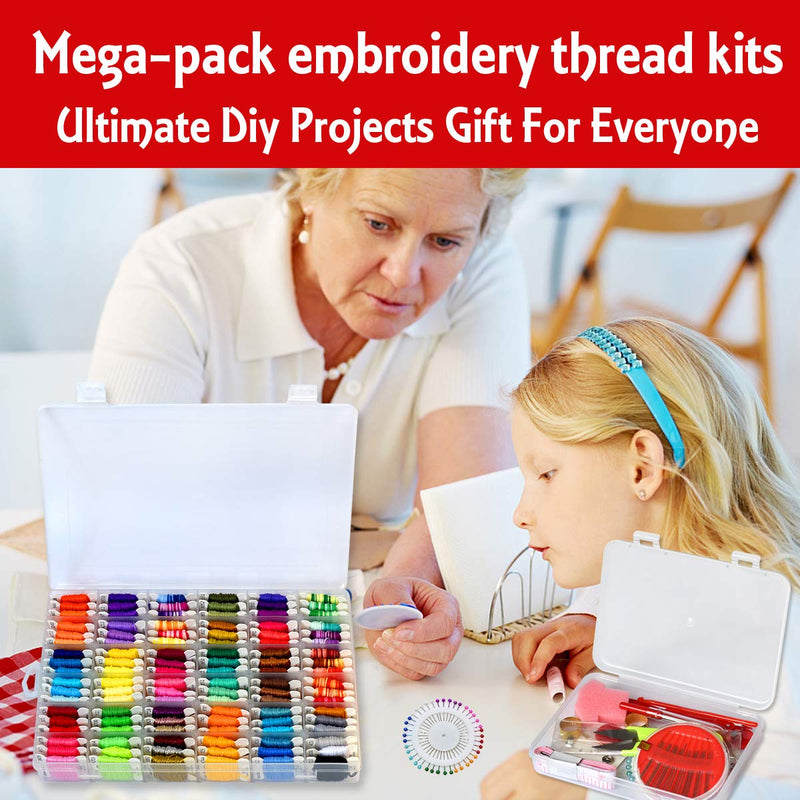 218pcs+ Embroidery Floss Cross Stitch Threads,Bracelet String Kit with Organizer Storage Box-Included 110pcs Friendship Bracelet Craft Floss,100pcs More Cross Stitch Tools Embroidery Kit for beginners - NewNest Australia