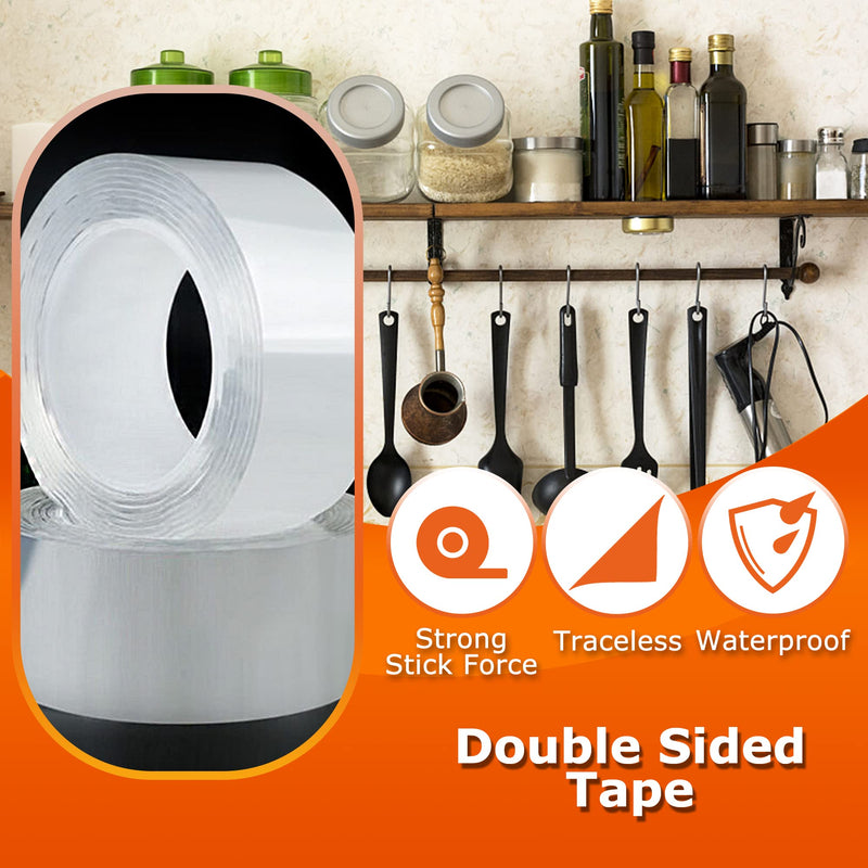 MS WGO Double Sided Tape-Heavy Duty Mounting Tape 1.18in x 9.85ft Removable Double Sided Mounting Tape Transparent Poster Tape Double Sided Tape for Walls Office Outdoor Carpet Home - NewNest Australia