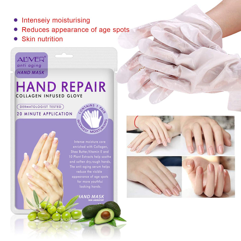 3 Pairs Hands Moisturizing Gloves, Hand Skin Repair Renew Mask w/Infused Collagen, Serum Vitamins Natural Plant Extracts for Dry, Aging, Cracked Hands Intense Skin Nutrition Hand Cream - NewNest Australia