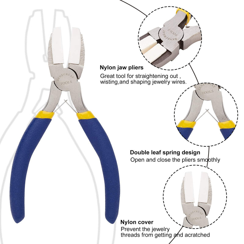 BENECREAT Double Nylon Jaw Pliers Flat Nose Pliers with Adhesive Jaws for DIY Jewelry Making Hobby Projects, Blue - NewNest Australia