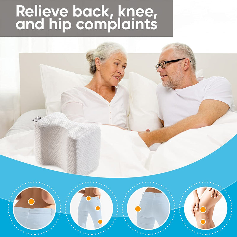 Knee Pillow for Sleeping - Leg Pillow 100% Memory Foam - Leg Pillows for Sleeping on Side - Knee Support Pillow - Knee Cushions for Sleeping - Hip Support Pillow Contour White - NewNest Australia