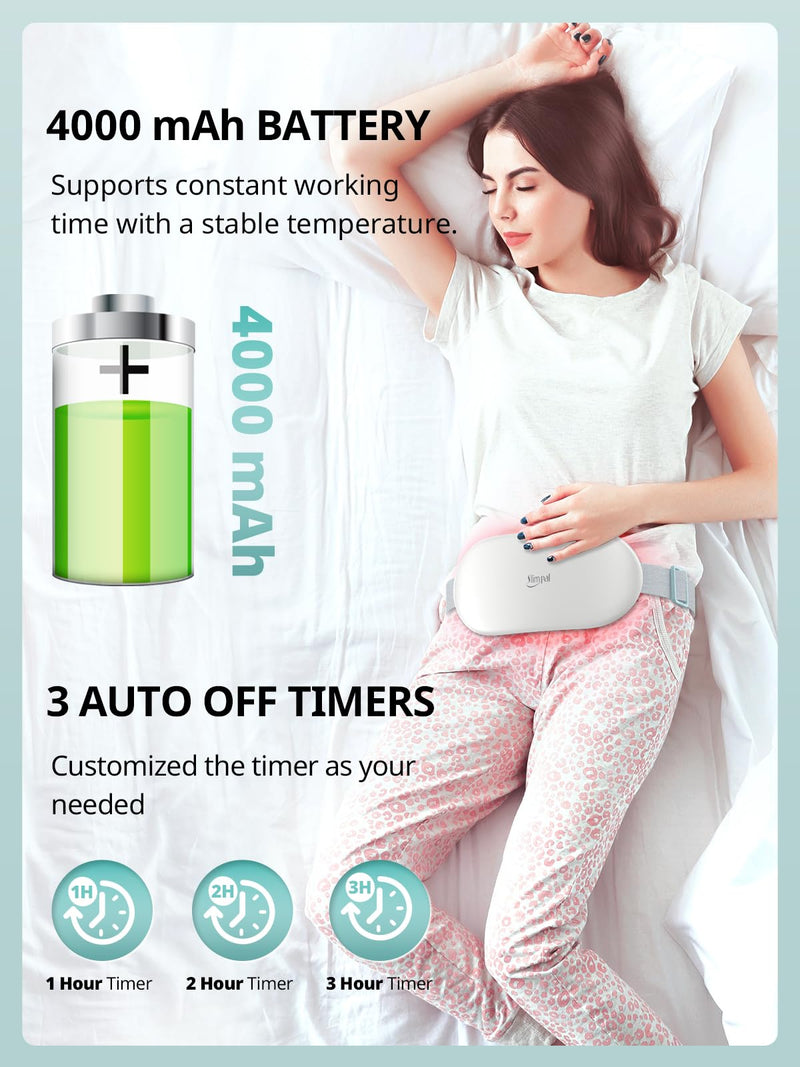 Slimpal Heating Pad for Period Cramps&Back Pain, Plus-Sized Electric Heating Pad, Menstrual Period Cramps Heat Belt Pain Relief, 3 Timer Auto Off Setting, Girls Women Wife Beige - NewNest Australia