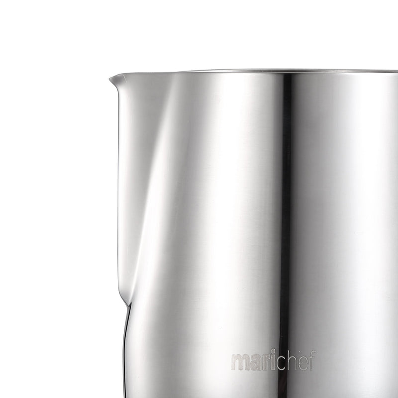 Mari Chef 350ml Stainless Steel Milk Jug. Steaming Pitcher for Latte, Coffee Art, Cappuccino. Perfect for Barista & Coffee Machine. Heat Proof & Dishwasher Friendly. Kitchen Measuring Jugs - NewNest Australia