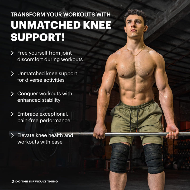 Dmoose Knee Support Strength Sports - 198 Cm Length Heavy Duty Knee Brace Bodybuilding - Long Elastic Knee Wraps Pair With Velcro Fastening, Deadlifting, Bodybuilding, Weightlifting, Strength Sports, Powerlifting - NewNest Australia