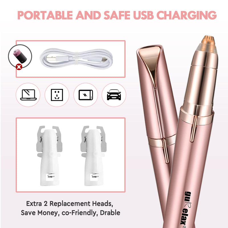 Eyebrow Trimmer, Rechargeable Eyebrow Epilator Pen Woman Electric Painless Portable Eyebrow Hair Remover Razor with 2 Replacement Blads Eyebrow Trimmer+blad - NewNest Australia