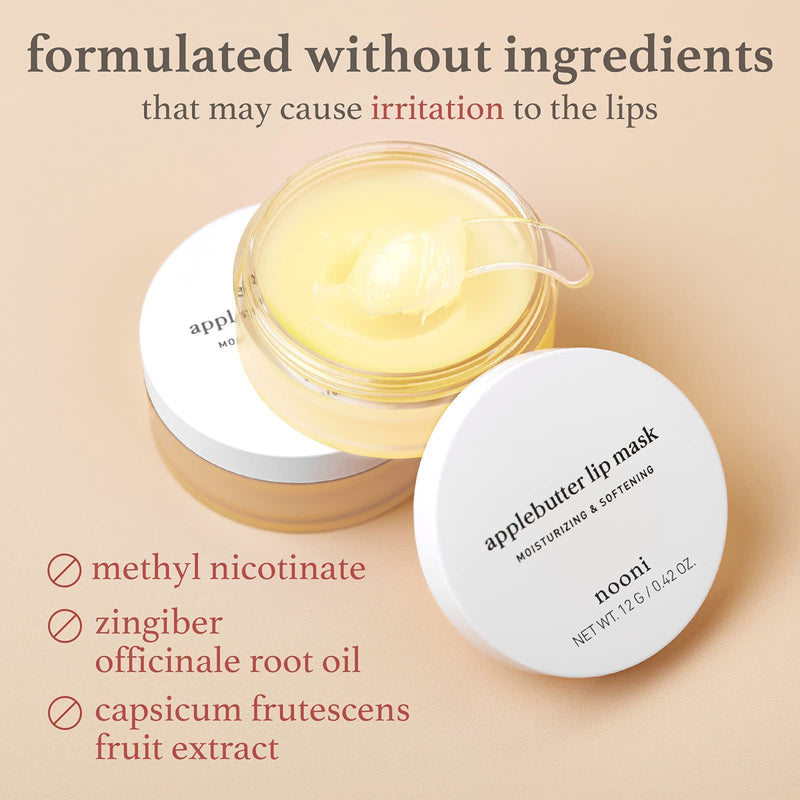 NOONI Applebutter Lip Mask with Shea Butter, Botanical Waxes, and Vitamins A,C & E | Moisturizing Overnight Lip Mask | Korean Skincare for Cracked Lip Repair | Cruelty-free, Formulated without Glutens and Parabens 0.42 Ounce (Pack of 1) - NewNest Australia