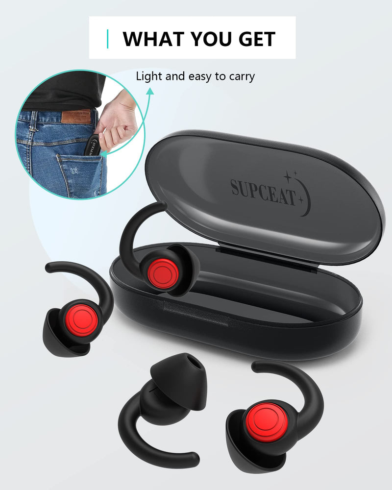 SUPCEAT Ear Plugs for Sleeping Noise Canceling, 2 Pairs(S/L) Reusable&Washable Earplugs Sound Blocking, Soft Silicone Noise Reduction Ear Plug for Sleep, Music, Parties, Festivals, Concerts Black - NewNest Australia
