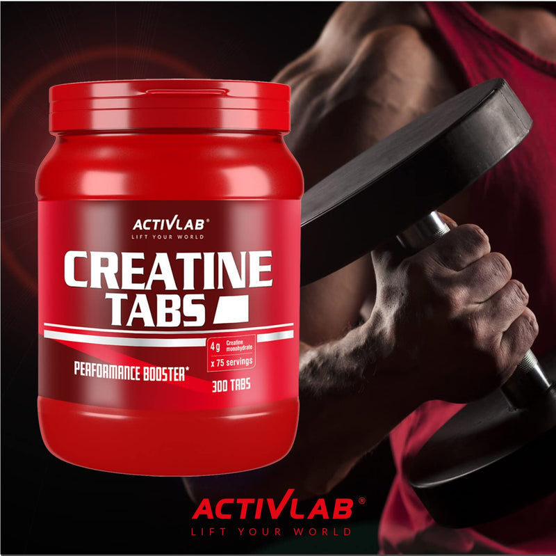 Activlab Creatine Tabs, Creatine Monohydrate 4000 Mg, 300 Tablets, 75 Servings, Pomegranate Flavor, Bodybuilding, Fitness, Cross Fit, Weightlifting, Powerlifting, 3X Laboratory Tested - NewNest Australia