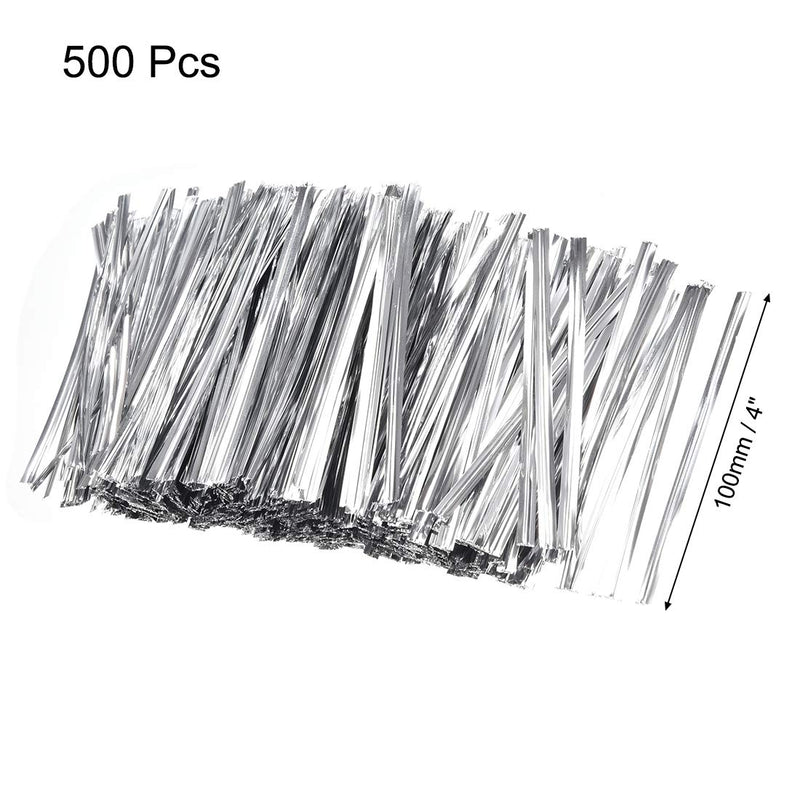 uxcell Metallic Twist Ties 4 Inches Quality Plastic Closure Tie for Tying Gift Bags Art Craft Ties Manage Cords Silvery 500pcs - NewNest Australia