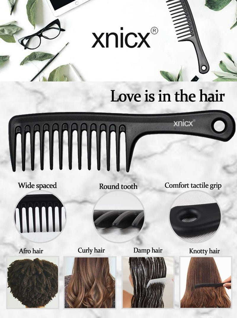 xnicx Wide Tooth Comb Afro Comb Detangling Hair Brush Wide Comb Detangler Comb Paddle Hair Comb Care Handgrip Comb-Best Styling Comb for Long, Wet or Curly Hair-Improve Blood Circulation Black Black Wide Tooth Comb - NewNest Australia