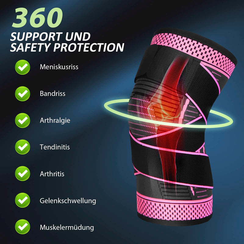 Ruilala Knee Support 1 Piece Knee Support With Adjustable Velcro Bandage Compression Knee Brace For Men Women For Arthritis Acl Meniscus Tear Sports Fitness Weightlifting Jogging (Rose Red, Xxl) - NewNest Australia