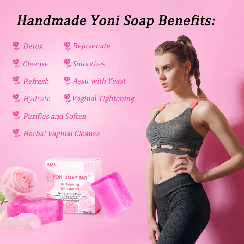 Yoni Soap Bars Vaginal Wash 2 PCS, 100% Natural Organic Yoni Bar Soap for Women Ph Balance Yoni Wash Vaginial Deodorants Vaginal Care Soap with Foaming Net, Vagina Soap Feminine Wash 3.53 OZ - NewNest Australia