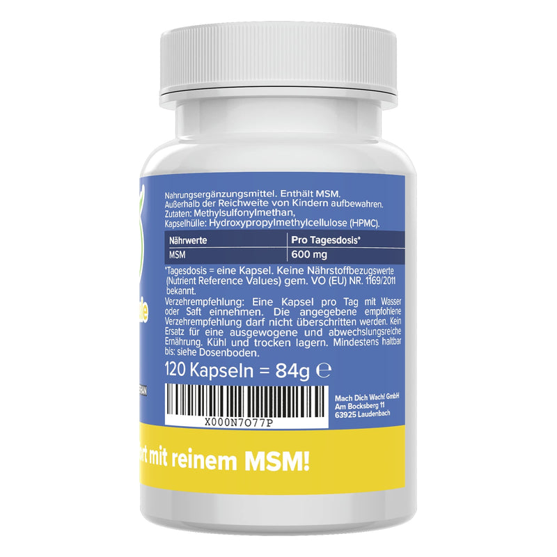 MSM capsules - high dosage - 600mg methylsulfonylmethane - vegan - laboratory tested - quality from Germany - organic sulfur - methylsulfonylmethane without additives - Vitamineule® - NewNest Australia