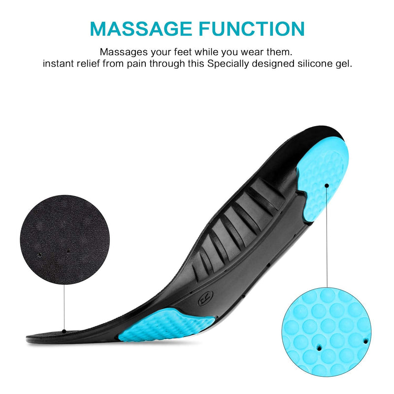 MOISO Memory Foam Orthotic Insoles for Plantar Fasciitis with Arch Support Shock Absorption Metatarsal Pad Stoma Design for men & women 5-7.5 UK Women / 5-7 UK Men Black - NewNest Australia