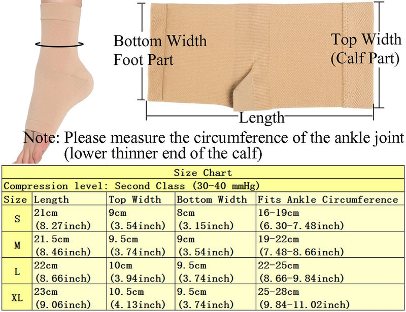eYotto 1pair Compression Ankle Support Sleeve, Medical Breathable Ankle Brace Elastic Thin Ankle Brace for Pain Relief, Arthritis, Recovery, Weak and Ankle Injury Nude M (Pack of 2) - NewNest Australia