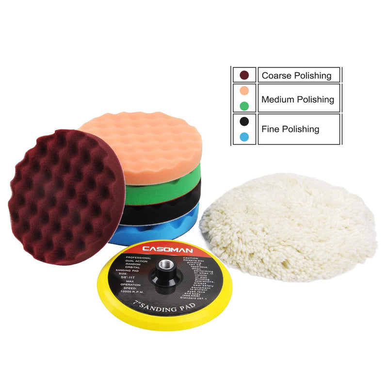 CASOMAN 7-Inch Buffing and Polishing Pad Kit, 7 Pieces 7" Polishing Sponge, Waxing Buffing Pad Kit - NewNest Australia