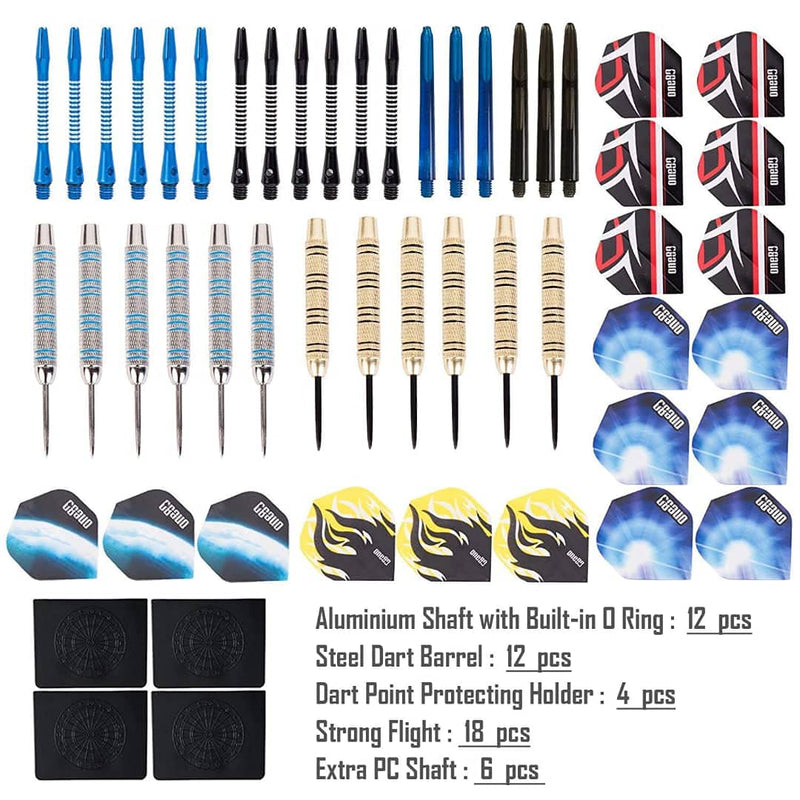 ONE80 Professional Steel Tip Darts Set in 12 Pack with Extra Flights and Shafts Steel Barrel - NewNest Australia