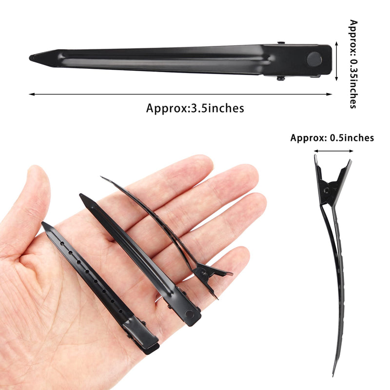JOYOYO 40 Pcs Duck Billed Hair Clips Hair Styling Clips Metal Crocodile Clips Pin Curl Clips with Holes, Professional Hair Sectioning Clips for Barbershop Women Girls 3.5 Inch Black - NewNest Australia