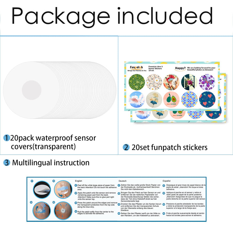 Waterproof Freestyle Sensor Covers For Libre 2 & Libre 2 Sensor Stickers, Total 40 Pieces, Clear Adhesive Plasters, Durable For 14 Days, Latex-Free And Hypoallergenic - NewNest Australia