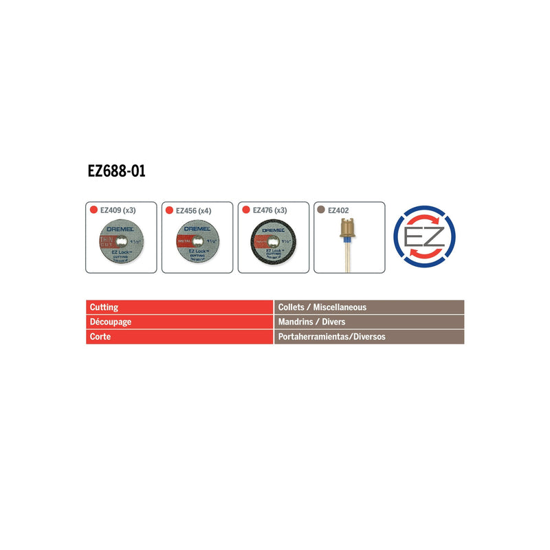 Dremel EZ688-01 EZ Lock Rotary Tool Cutting Discs Accessory Kit- Cut-Off Wheels – Plastic, Metal, and Thin Cuts, 11 piece,As the picture shown,Medium Cutting kit - NewNest Australia