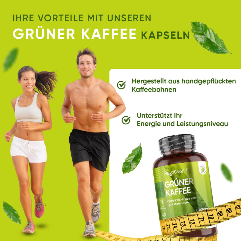 Green Coffee 21,000mg - Alternative to Green Tea & Caffeine Tablets - Green Coffee Bean Extract - 90 Coffee Powder Capsules - Superfood with Chlorogenic Acid and Caffeine - Green Coffee - WeightWorld Green Coffee Capsules - NewNest Australia