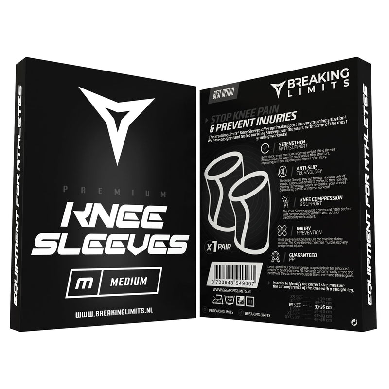 Breaking Limits Knee Braces - Knee Support, Knee Support For Strength Sports, Gym - Breathable Compression Bandage For Knee Pain / Joint Pain Made Of 7 Mm Neoprene - 6 Sizes, Black/White (L) - NewNest Australia