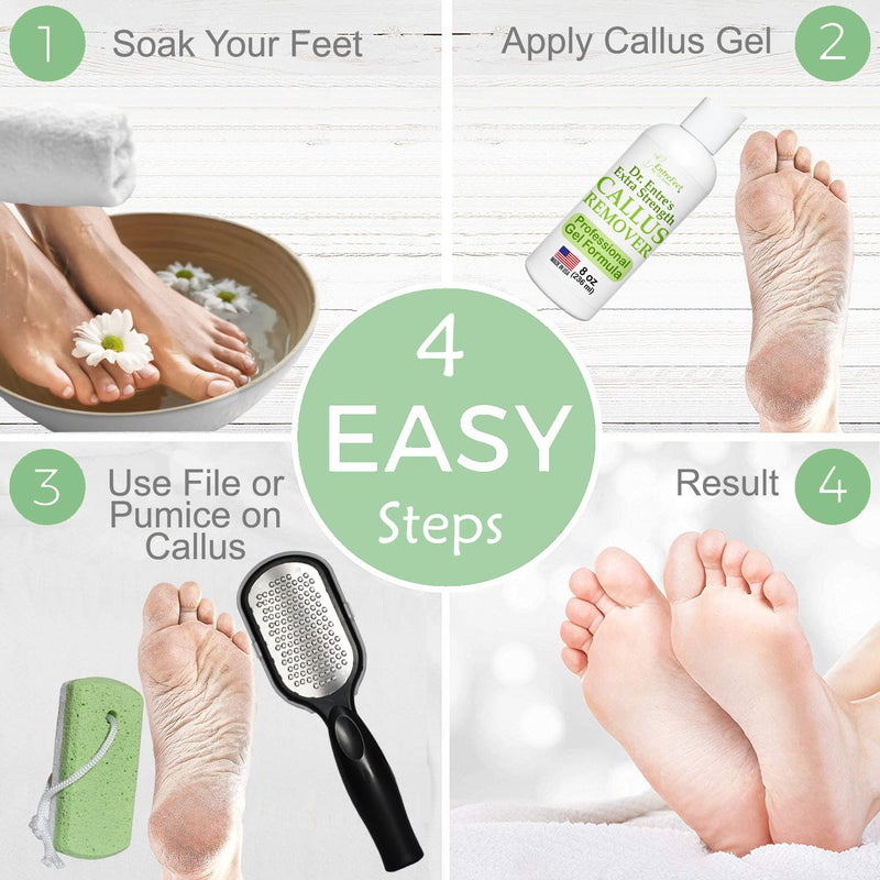 Dr. Entre's Callus Remover for Feet: 8oz Callus Remover Gel, Foot File, Pumice Stone, 5 Glove Pairs, Corn Remover for Feet, Spa Kit, Foot Callus Remover, Corn Removal Treatment - NewNest Australia