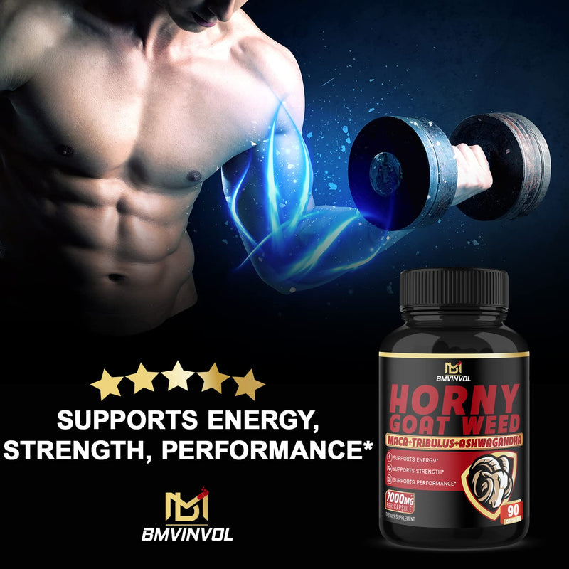 Horny Goat Weed Capsules - 7000mg Herbal Equivalent - Maca, Ginseng, Tribulus Terrestris, Ashwagandha - Performance and Energy Support - 3 Month Supply - NewNest Australia