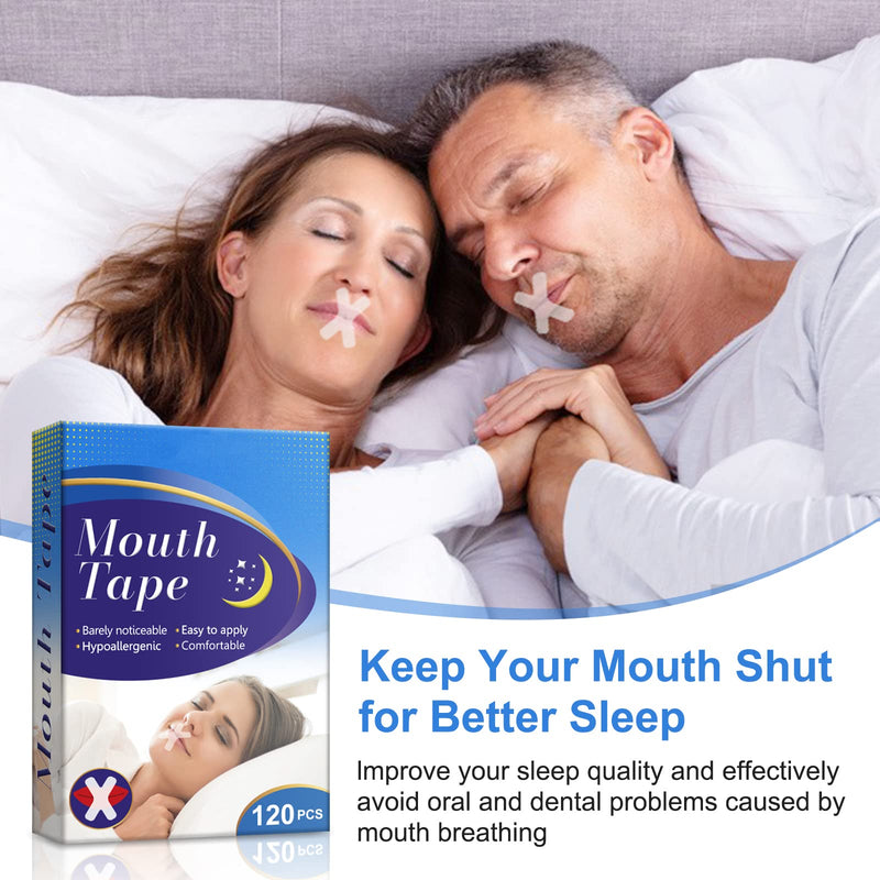 Sleep Strips, 120 Pcs Advanced Gentle Mouth Tape for Nose Breathing, Less Mouth Breathing, Anti Snoring Mouth Strips for Men Women, Stop Snoring Solution Device, Improved Nighttime Sleeping - NewNest Australia