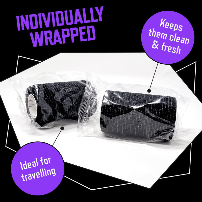 Inksafe Black Self Adherent Cohesive Bandages 7.5cm x 4.5m Box of 12 - Uses Include Vet Wrap, Tape for Human Wrist and Ankle Sprains and Sports Injuries 12 Count (Pack of 1) - NewNest Australia
