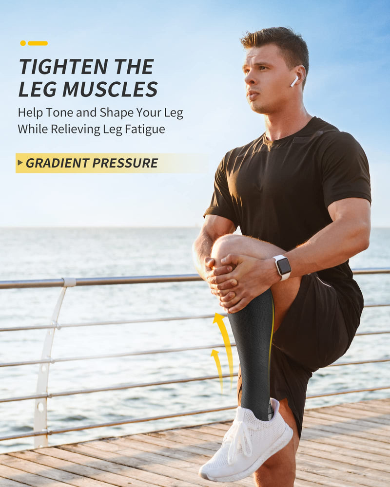 CAMBIVO compression stockings for men and women, 2 pairs, compression socks, support stockings for running, sports, flights, travel, cycling, L-XL, black - NewNest Australia