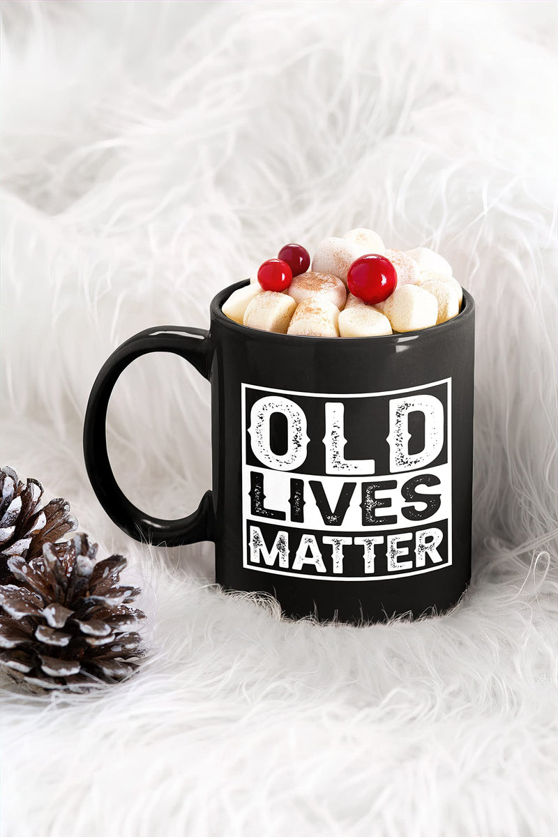 Livinges Old Lives Matter Mug 11oz - Senior Citizen Retirement Gifts Coffee Mug - Funny Old People Gifts for Dad, Grandpa, Man, Old Live Still Matter Black Coffee Mug 11 Ounces - NewNest Australia