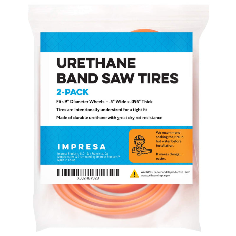 2 Pack Urethane Band Saw Tires - Fits 9 inch x 1/2 x .095 - No Adhesive Needed - Compatible with Branded Bandsaws Including Jet Grizzly, Powermatic - NewNest Australia