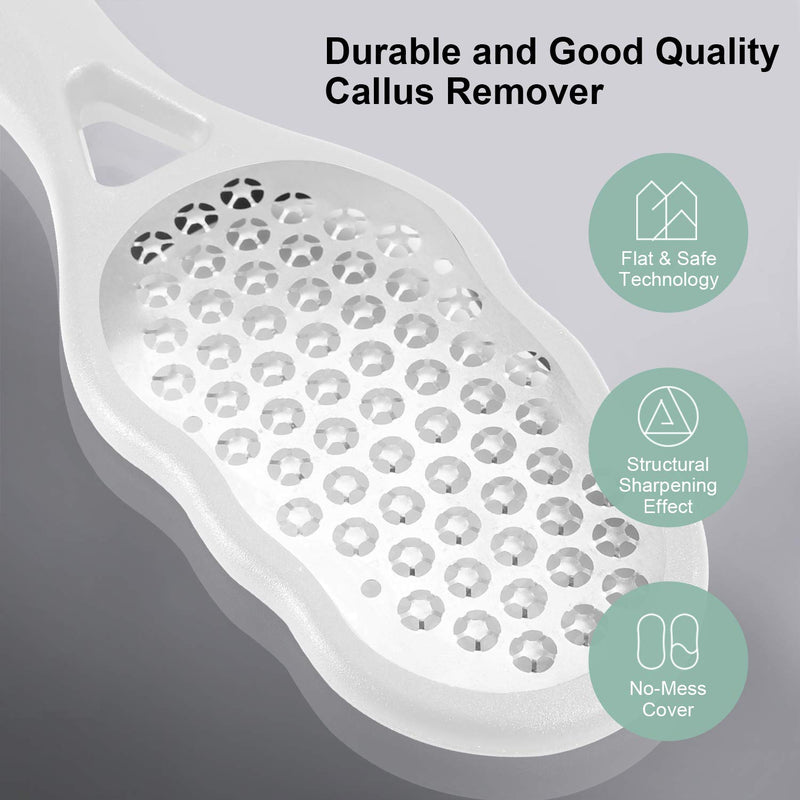 Foot Rasp Hard Skin Remover, Dead Skin Remover for Feet with Dander Container, Premium Stainless Steel Feet Care Callus Shaver for Dry Wet Foot Heel Callus, Dead, Cracked Skin White - NewNest Australia
