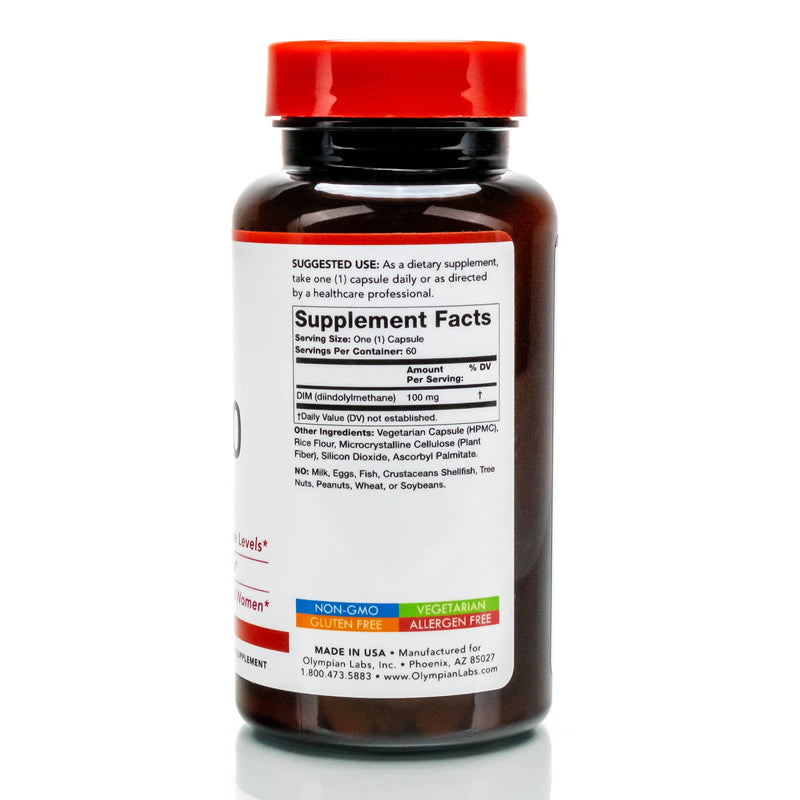 Olympian Labs DIM Supplement 100mg - DIM Diindolylmethane 60 Capsule Supply of DIM for Estrogen Balance, Hormone Menopause Relief, Acne Treatment, PCOS, Bodybuilding 100 MG, 60 Caps - NewNest Australia