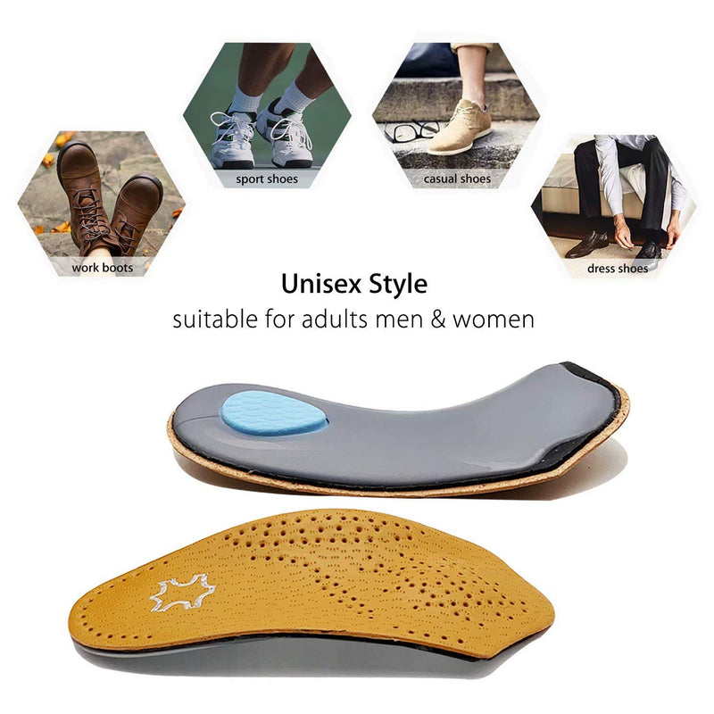Orthotic Insoles 3/4 Length, Half Plantar Fasciitis Support with Metatarsal Pad Heel Cushion, Light Leather Foot Shoe Inserts for Women and Men, High Arch Support for Flat Feet Walking Exercising, M M| 7~8.5 UK - NewNest Australia
