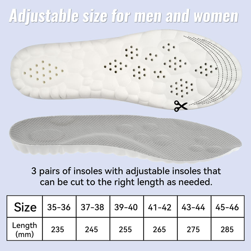 3 Pairs Orthopedic Insoles Women Men Arch Support Shoe Insoles Soft Breathable and Relieve Foot Pain for Flat Feet Plantar Fasciitis Suitable for Sports and Work Shoes Size 39-40 - NewNest Australia