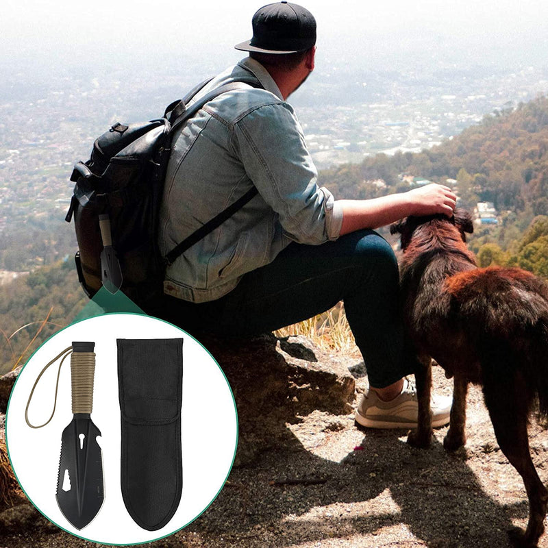 FLYEGO Backpacking Trowel Shovel, Hiking Camping Shovel Trowel, Handy Poop Trowel, Hand Shovel Trowel Ultralight, with Carrying Pouch, for Metal Detecting, Digging, Gardening, Outdoor Black - NewNest Australia