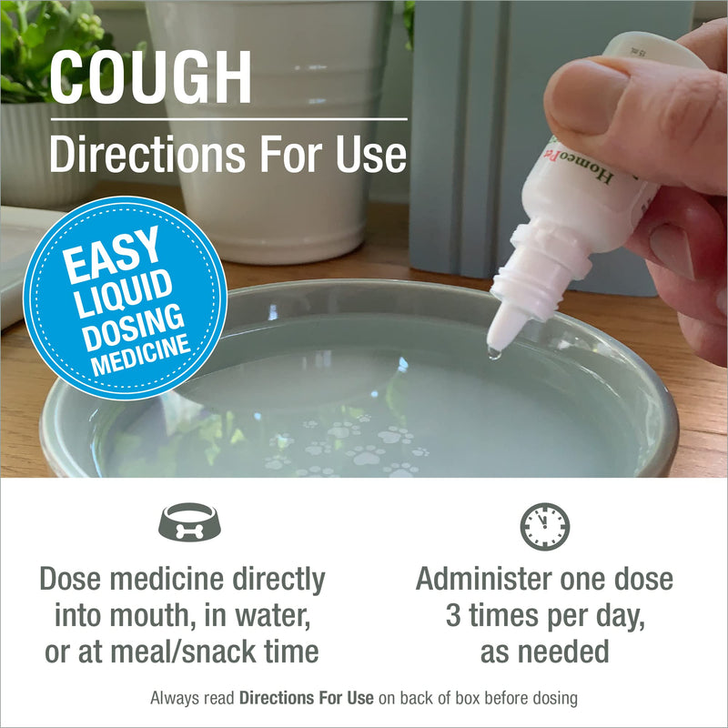 HomeoPet COUGH - 100% Natural Pet Medicine. For barky cough, persistent coughs, kennel cough, sneezing and dry nose. For puppies, kittens, young animals & senior pets. 15ml/up to 90 doses per bottle - NewNest Australia