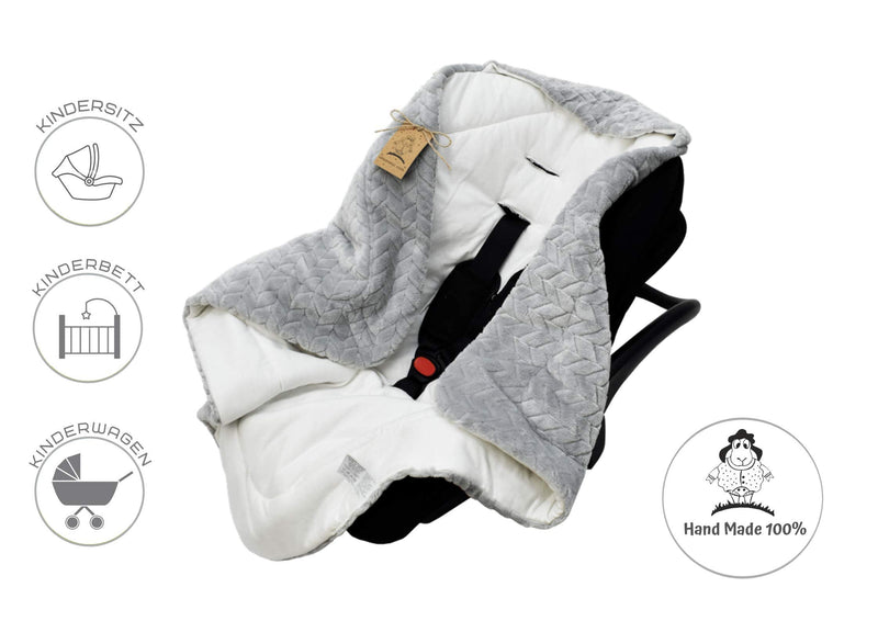 Bo Swaddling Blanket For Baby Seats, Strollers And Child Seats - Baby Blanket For Newborns In Ideal Size 80X80Cm With Hood And Velcro Fastener For Winter And Summer Gray - NewNest Australia