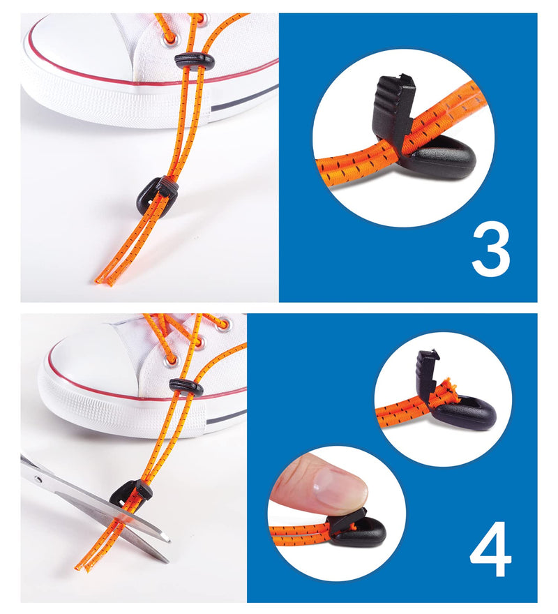 Fast n Laces, No Tie Elastic Shoelaces for Kids and Adults, Amusing Shoelaces in Multiple Colours, Quick and Easy Shoelaces for Sneakers and Trainers 90 cm Orange_black - NewNest Australia
