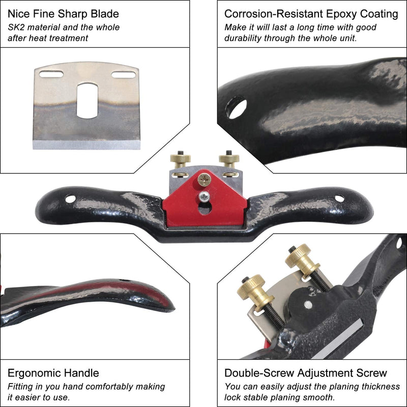 boeray 9" Adjustable SpokeShave with Flat Base, 3pcs Metal Blade and 1pcs Portable Woodworking Planes Wood Working Hand Tool and Level Ruler Perfect for Wood Craft, Wood Craver, Wood Working A - NewNest Australia