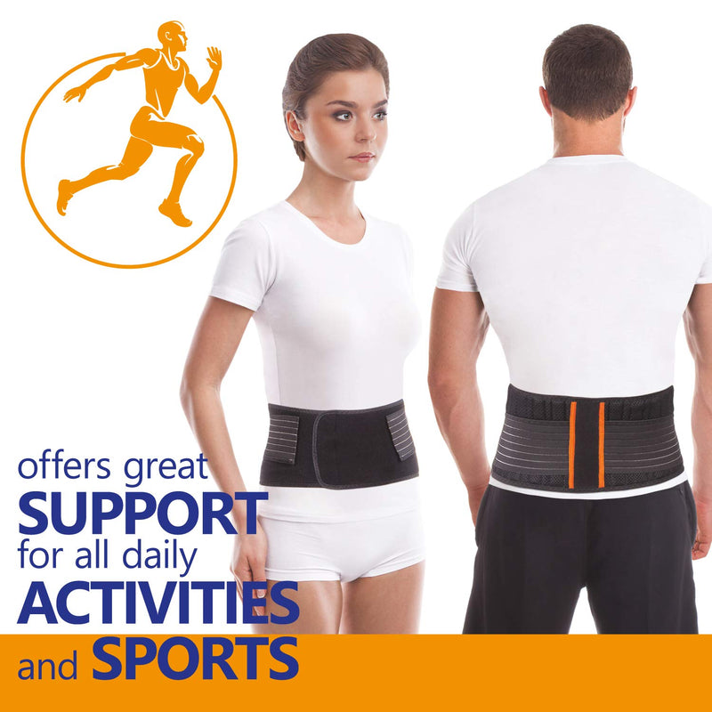 Back Support Belt Back Strap With Stabilizing Rods For Pain Reduction And Posture Correction, Adjustable Back Support For Men And Women With 8 Rib Stiffs, Height 18 Cm, Black, Large - NewNest Australia