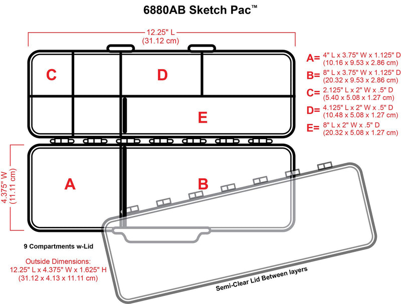 ArtBin 6880AB Sketch Pac Small Art & Craft Organizer, [1] Plastic Storage Box, Divided Translucent Lid - NewNest Australia