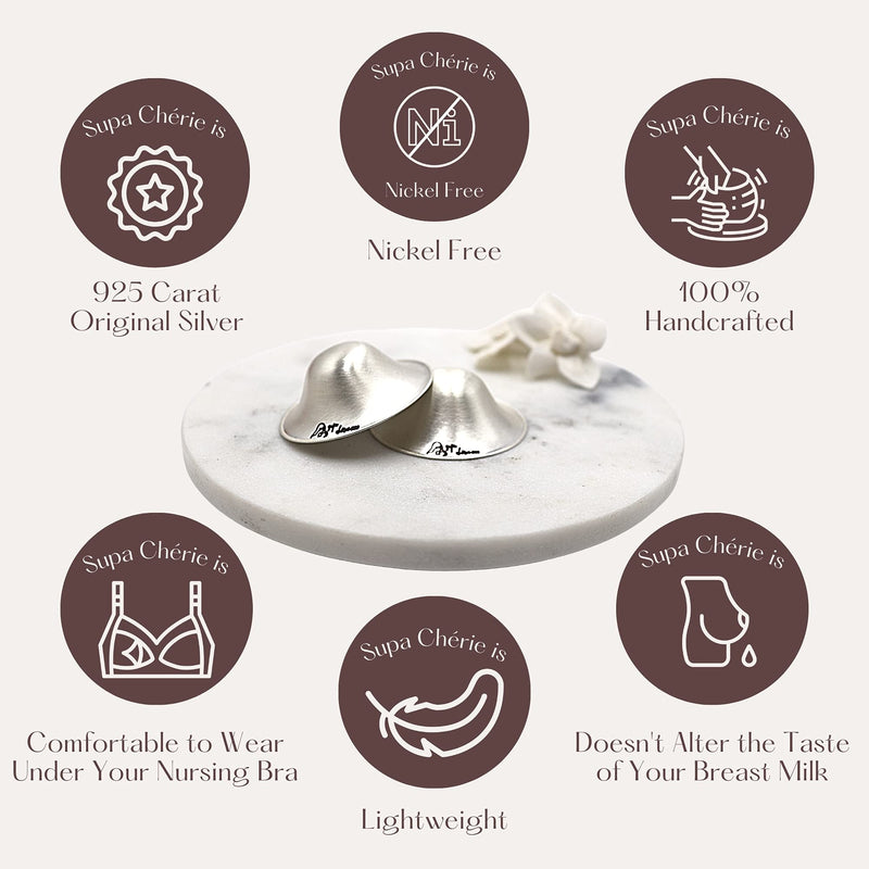 Nipple Shields for Nursing Newborn - Silver Nursing Pads - Newborn Essentials Must Haves - Postpartum Essentials - Soothe and Protect Your Nursing Nipples - 925 CT Silver Nursing Cups 925-CARAT - NewNest Australia