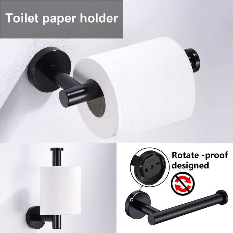 Matte Black Toilet Paper Holder and Hand Towel Ring Set 2 Pieces Bathroom Hardware Accessories Set SUS304 Stainless Steel Heavy Duty Wall Mounted Bathroom Holder Matte Black - NewNest Australia